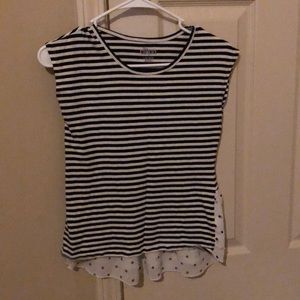 Striped and polka dotted shirt